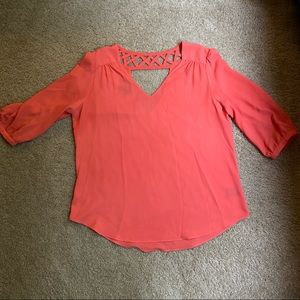 Sheer Coral By&By 3/4 Sleeve Blouse